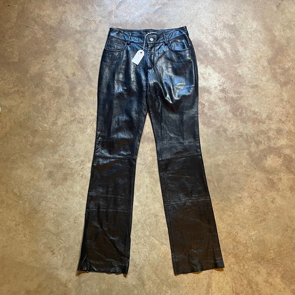 Vintage Style Black Leather Wilson Pants